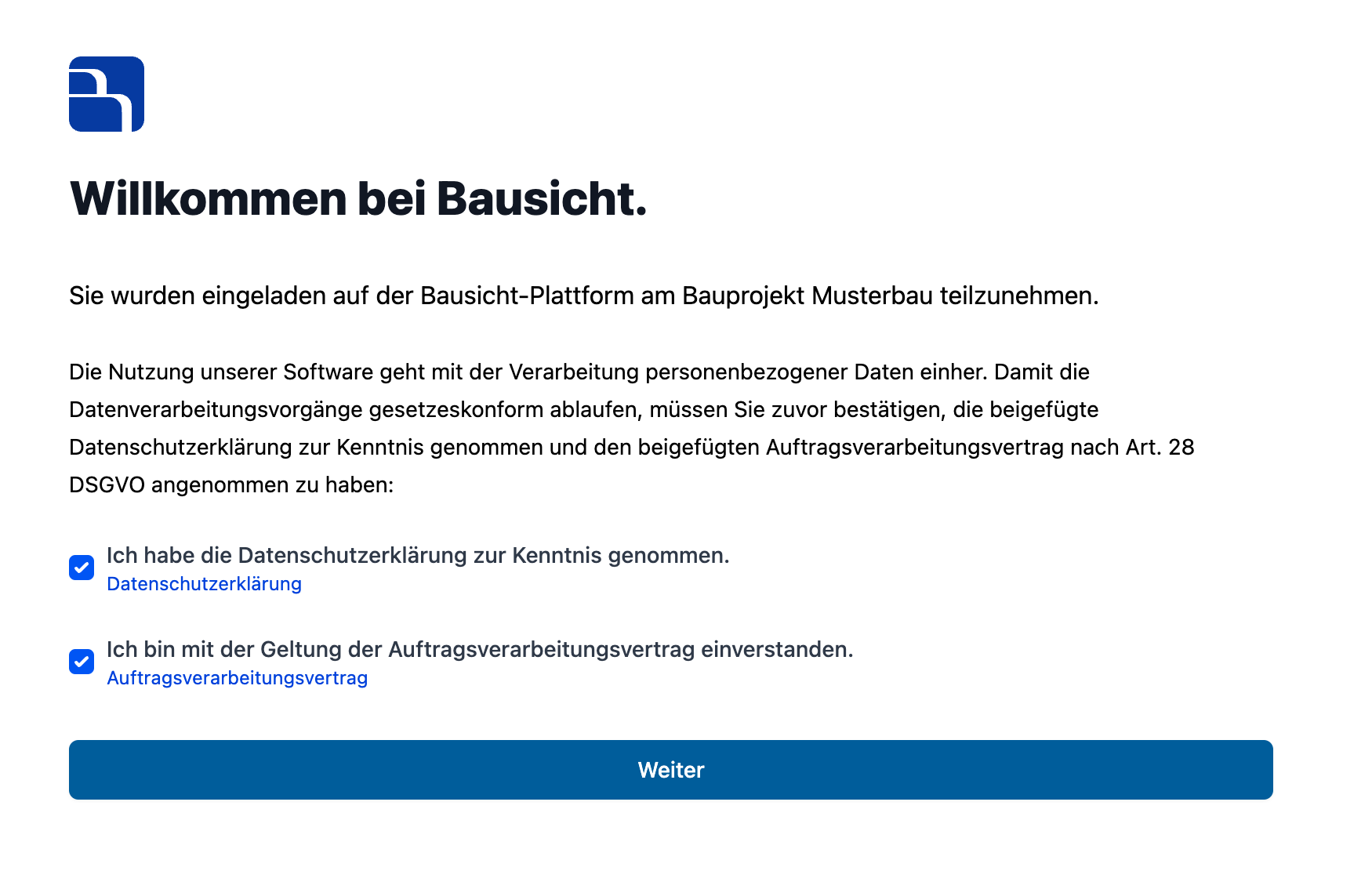 “Bausichts DSGVO konforme Einwilligung für Zutrittskontrollen auf Bauvorhaben”