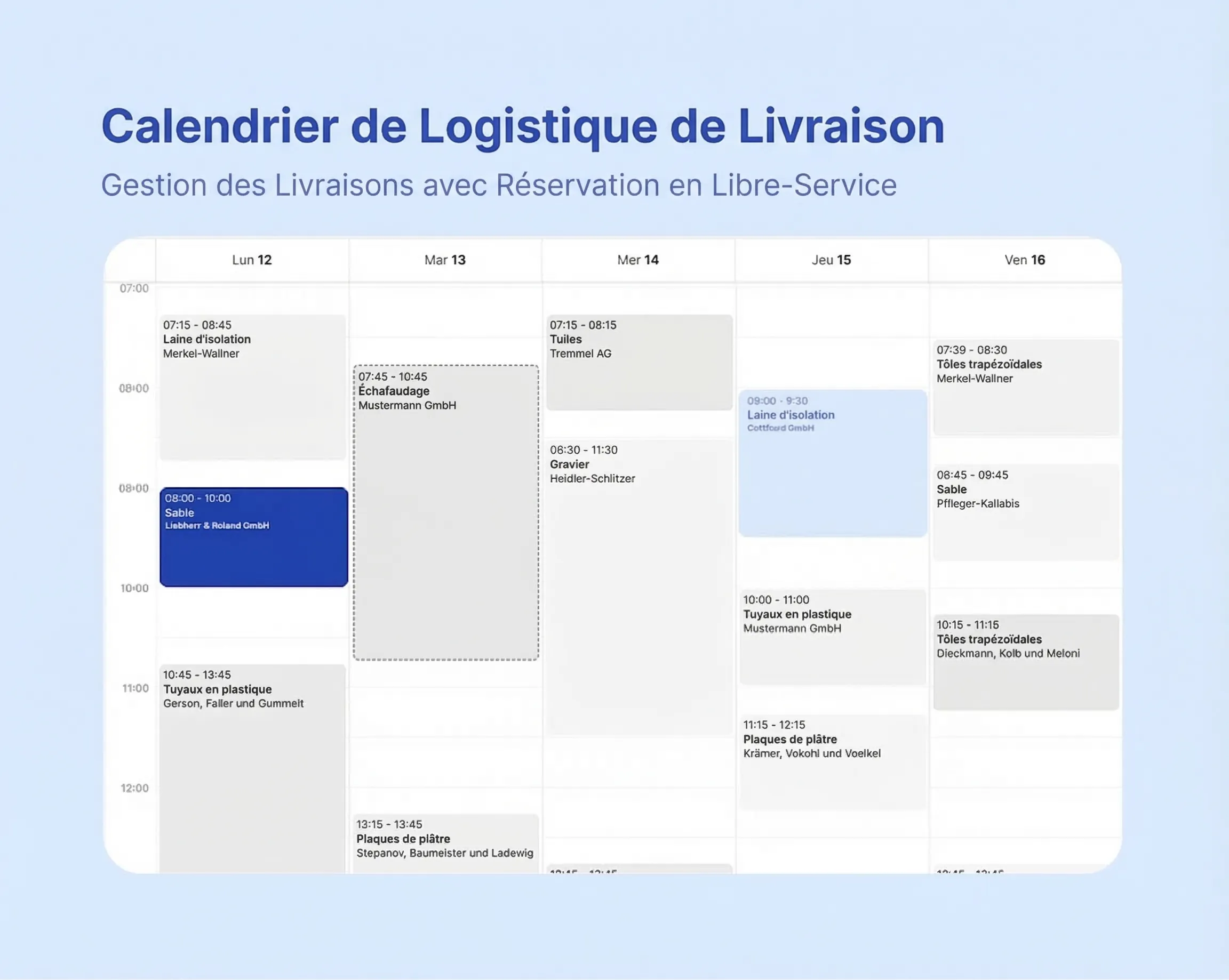 Calendrier de livraison