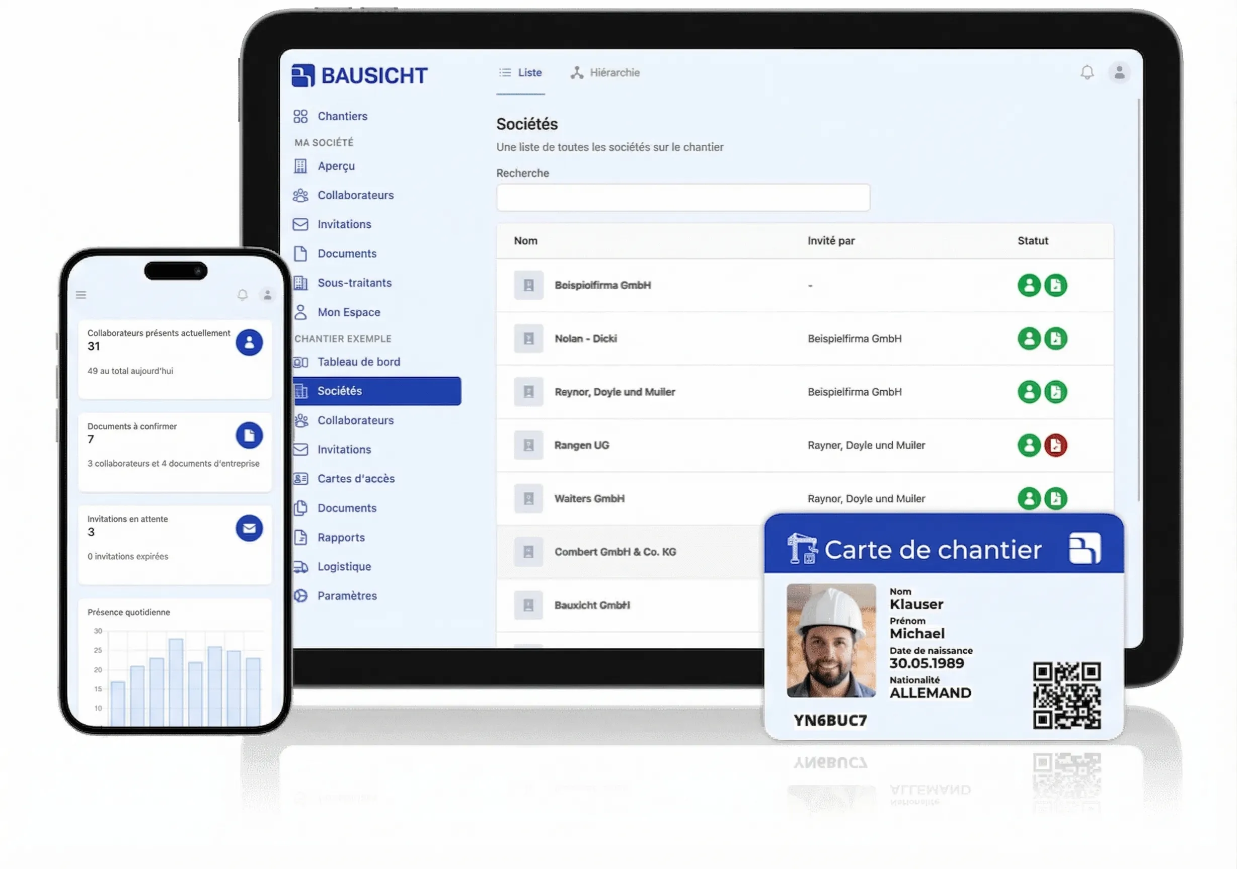 Contrôle d'accès numérique et gestion des sous-traitants pour le chantier