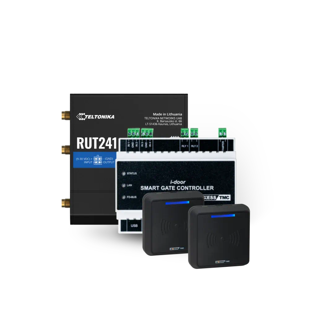 Drejekorsudstyr: router, controller og to kortlæsere